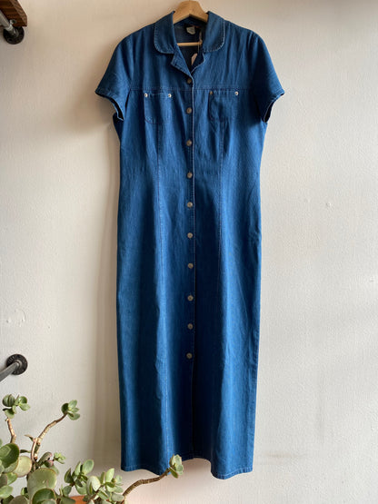 Vintage 90's Faded Glory Denim Maxi Dress - La Lovely Vintage 