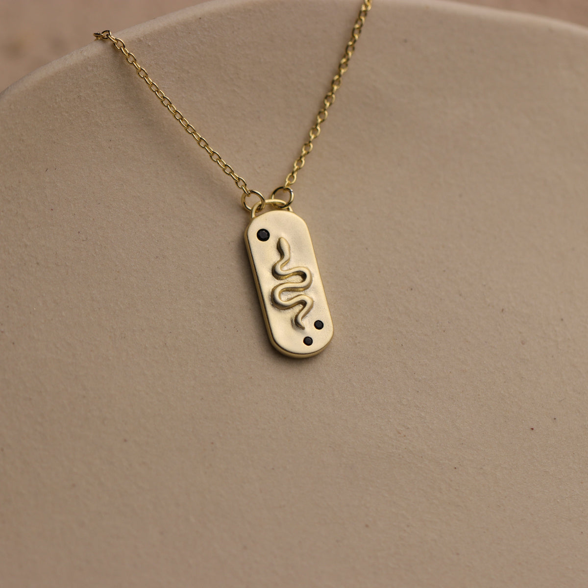 Matte Gold Snake Pendant Necklace - La Lovely Vintage 