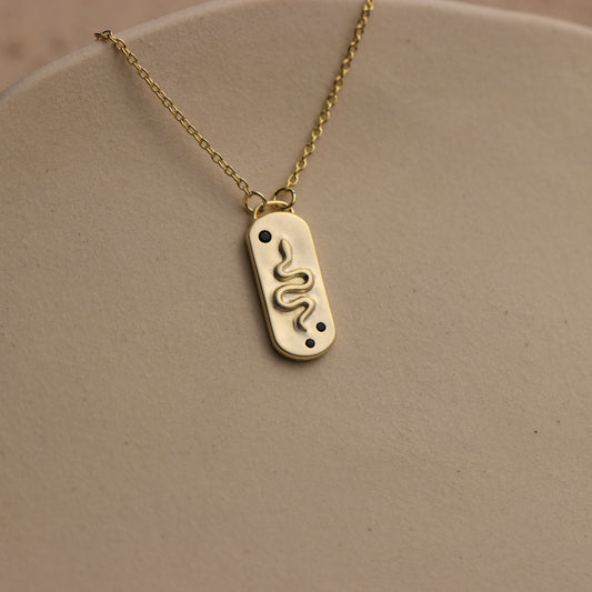 Matte Gold Snake Pendant Necklace - La Lovely Vintage 