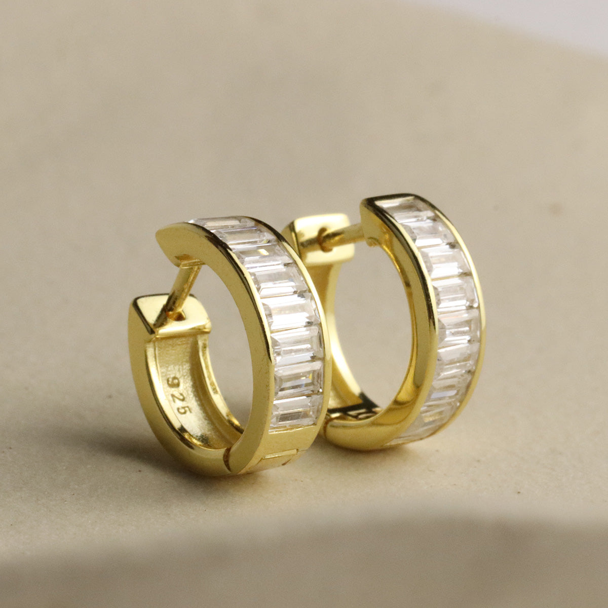 Mosaic Huggie Hoops - La Lovely Vintage 