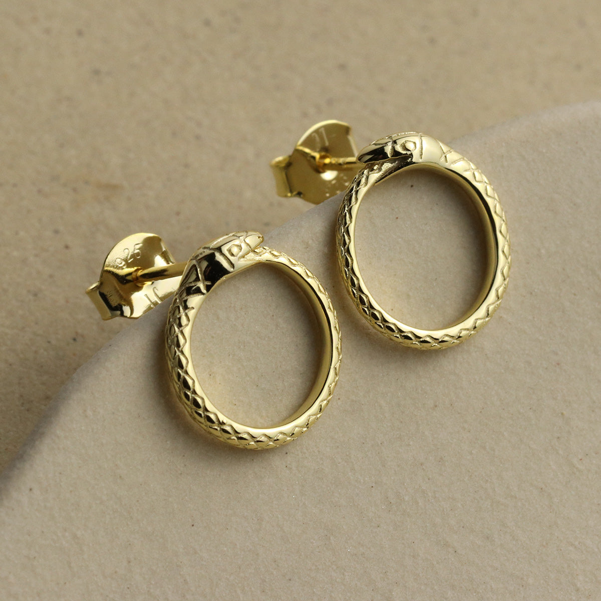 Ouroboros Snake Stud Earrings - La Lovely Vintage 