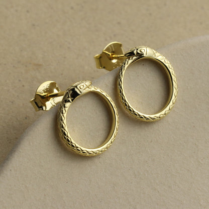Ouroboros Snake Stud Earrings - La Lovely Vintage 