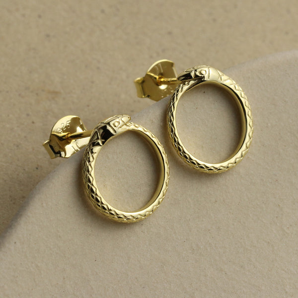 Ouroboros Snake Stud Earrings - La Lovely Vintage 