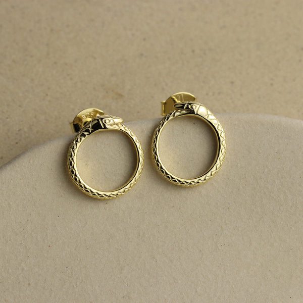 Ouroboros Snake Stud Earrings - La Lovely Vintage 