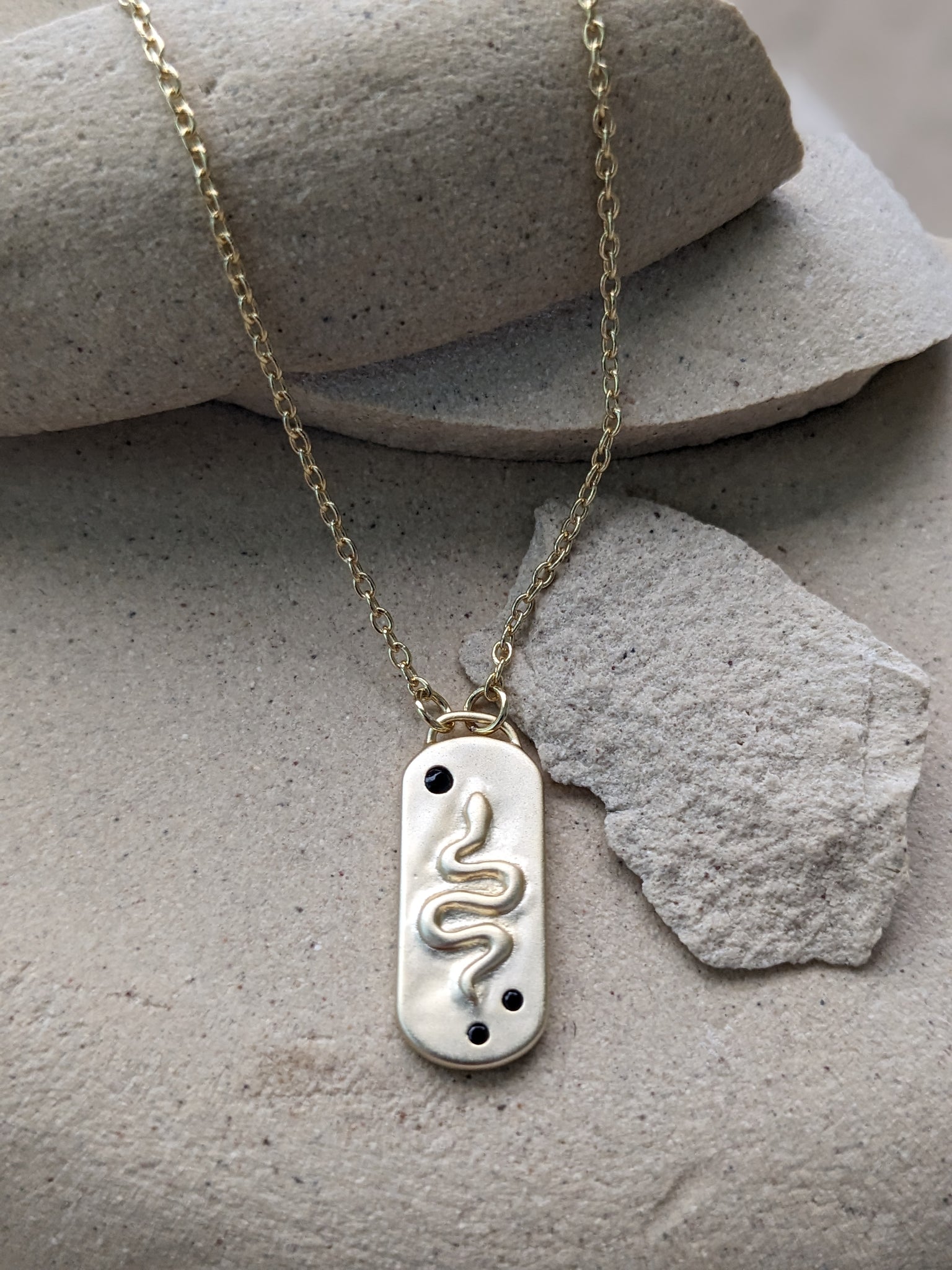 Matte Gold Snake Pendant Protection Necklace By La Lovely