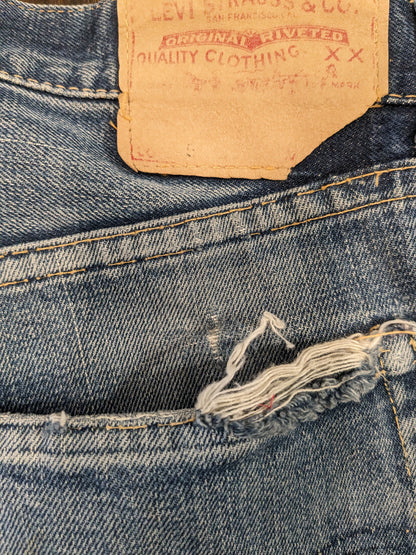 Vintage 1950's Levi's "Big E" Hidden Rivets Redlines Selvedge Denim Jeans - La Lovely Vintage 
