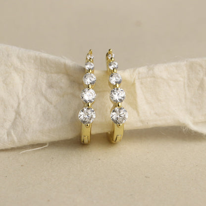 Dainty Gradient Stone Huggie Hoops - La Lovely Vintage 