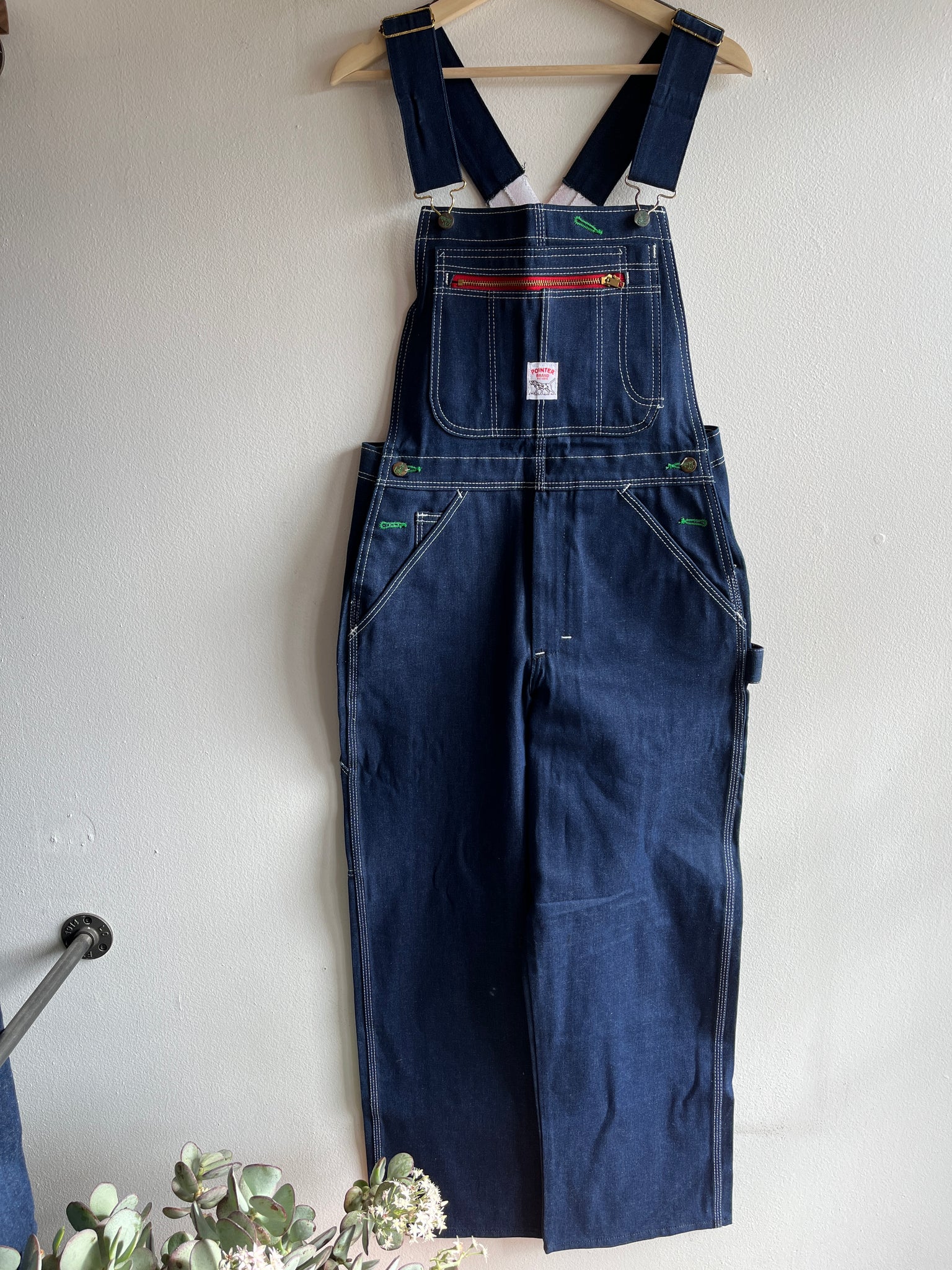 Vintage Denim Overalls POINTER Striped Overalls / L