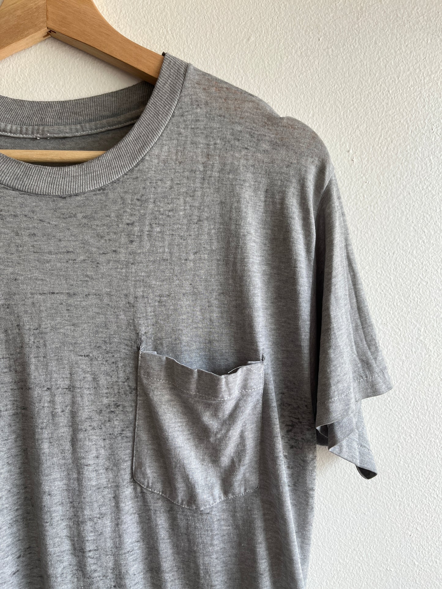Vintage 1970/80’s Heather Grey Pocket T-Shirt