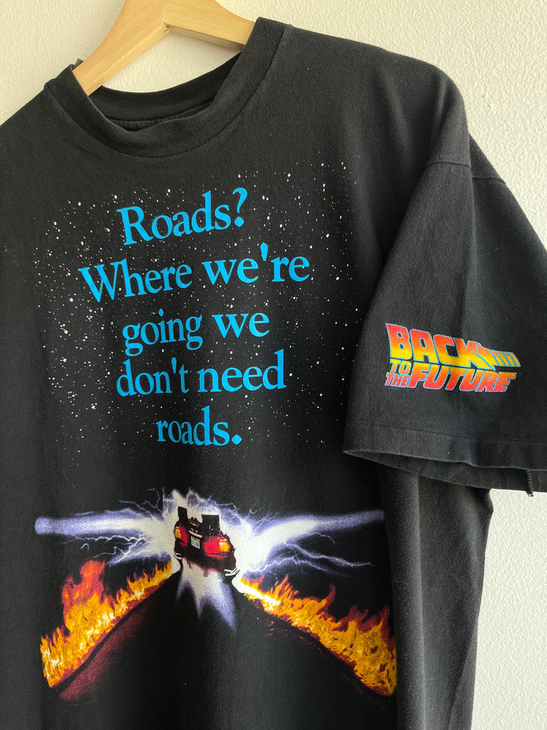 Back To The Future Heren Vintage Peelout Basic Solid Tee T-shirt Zwart Maat L