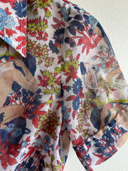 Vintage 1970’s Psych Print Button-Up Blouse - La Lovely Vintage 