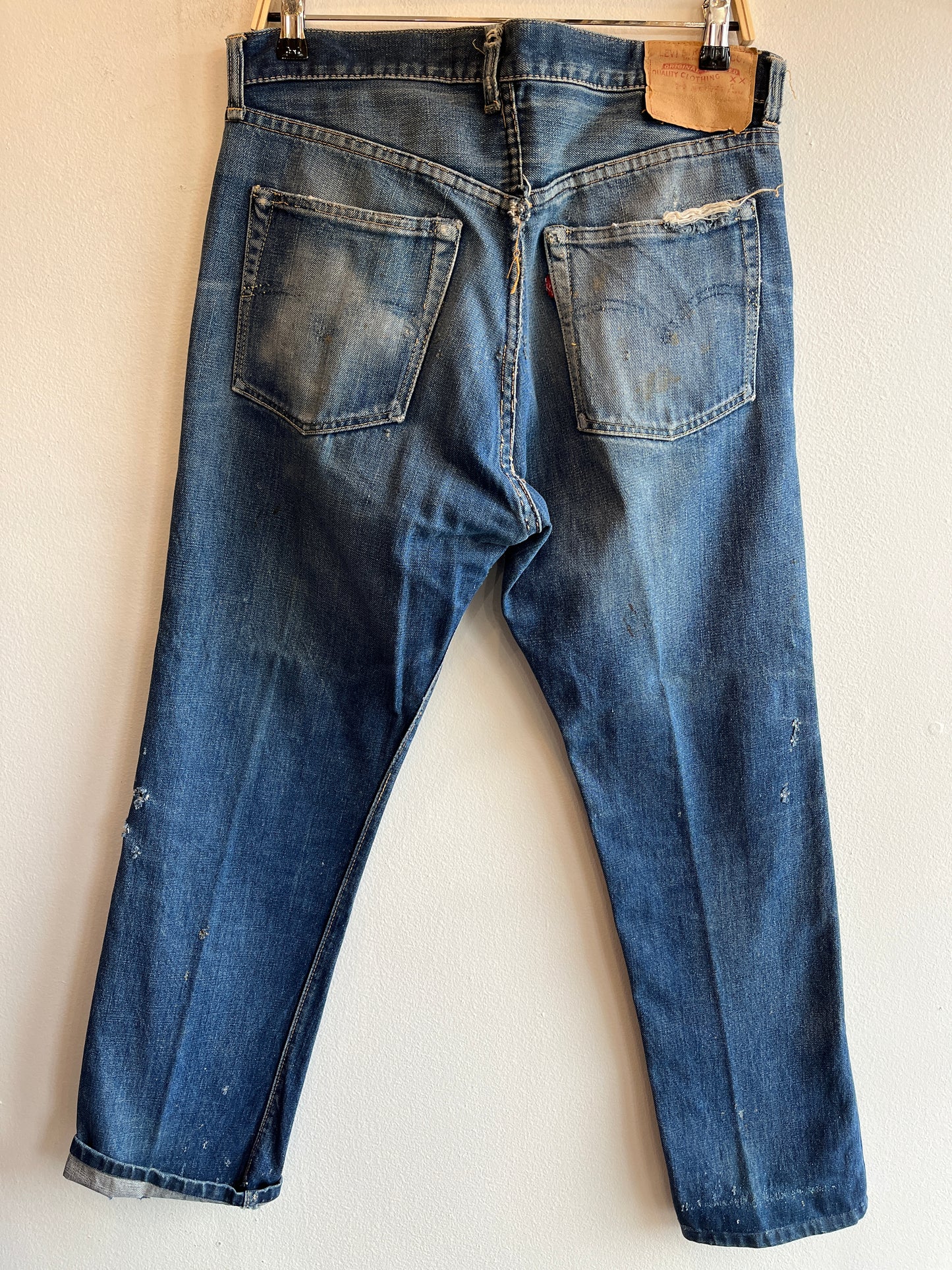 Vintage 1950's Levi's "Big E" Hidden Rivets Redlines Selvedge Denim Jeans - La Lovely Vintage 