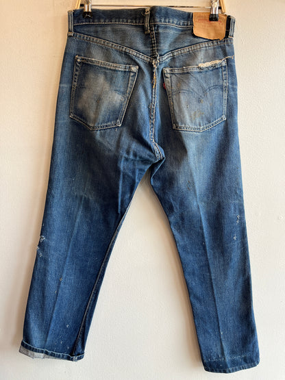 Vintage 1950's Levi's "Big E" Hidden Rivets Redlines Selvedge Denim Jeans - La Lovely Vintage 