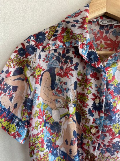 Vintage 1970’s Psych Print Button-Up Blouse - La Lovely Vintage 