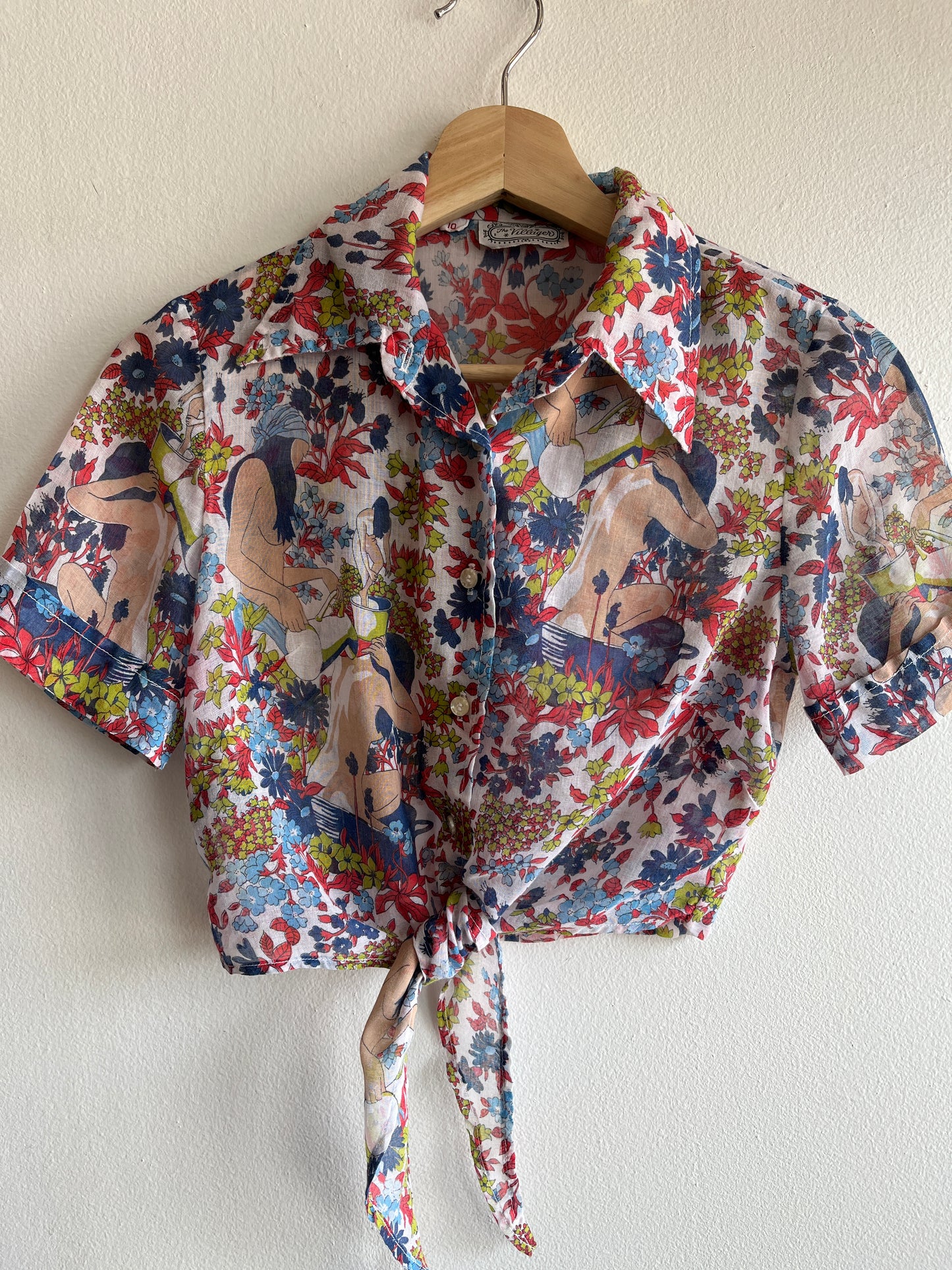 Vintage 1970’s Psych Print Button-Up Blouse - La Lovely Vintage 