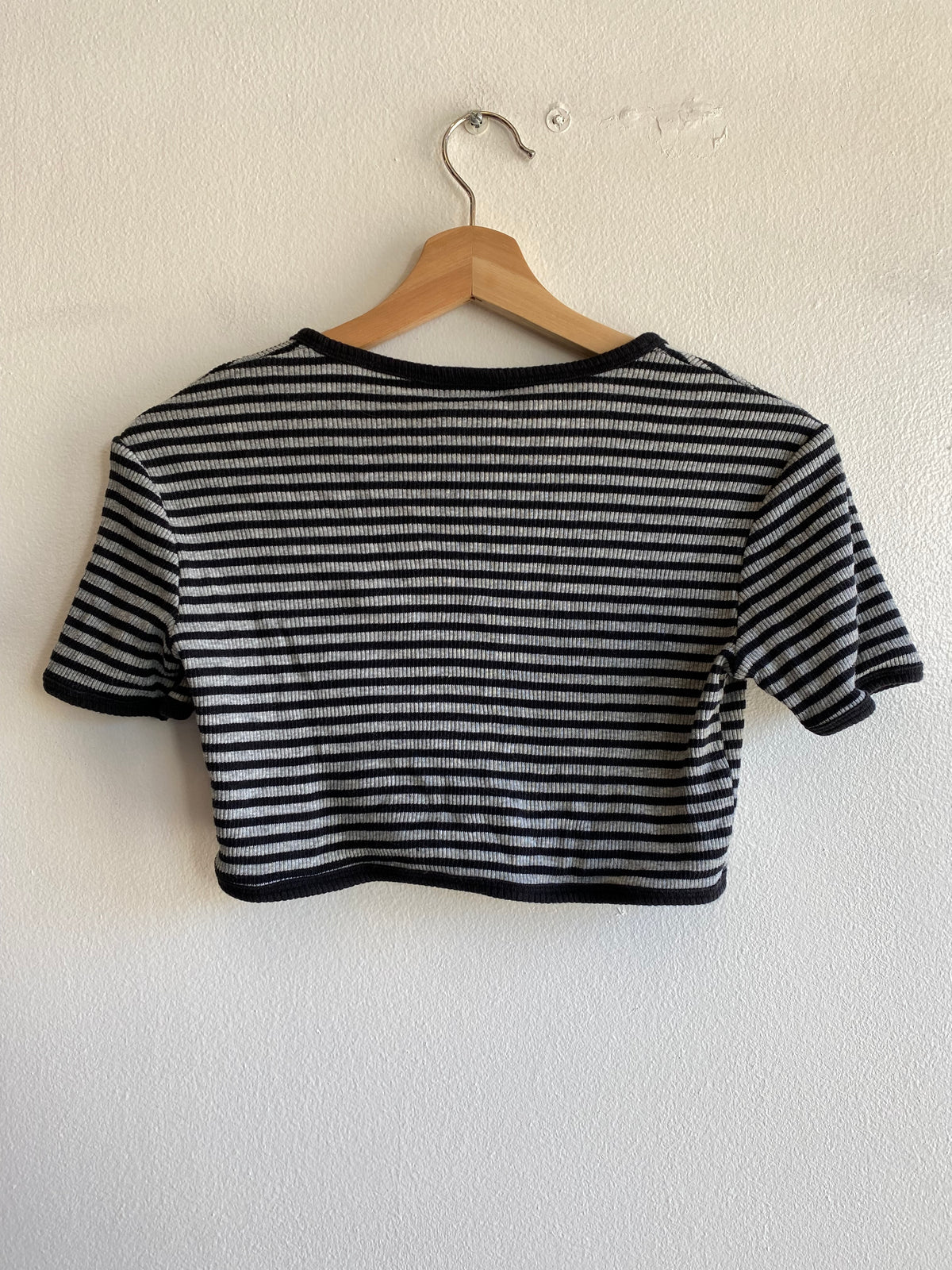 Vintage 90's Black and Grey Striped Crop Top - La Lovely Vintage 
