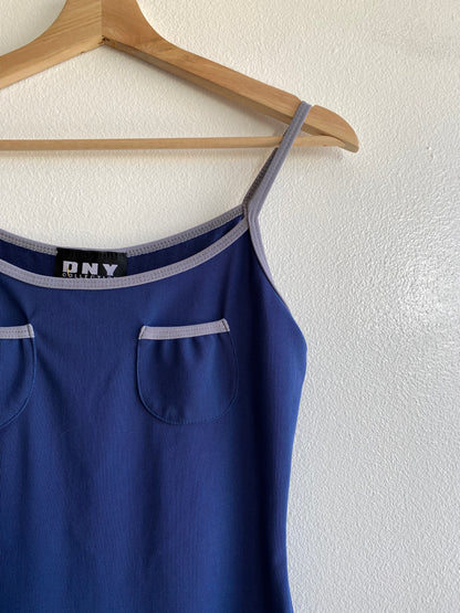 Vintage 90's Navy Blue Scoop-neck Mini Dress - La Lovely Vintage 