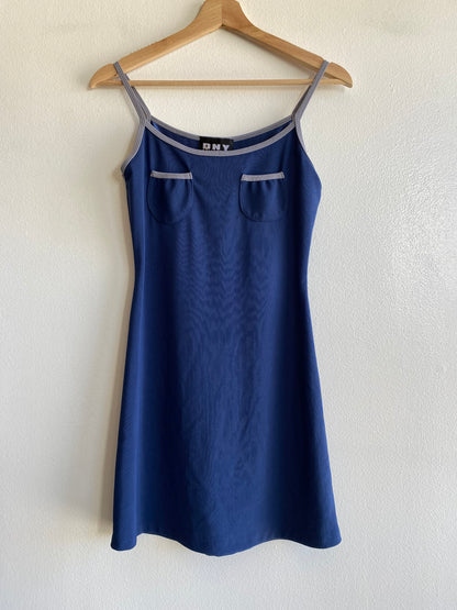 Vintage 90's Navy Blue Scoop-neck Mini Dress - La Lovely Vintage 