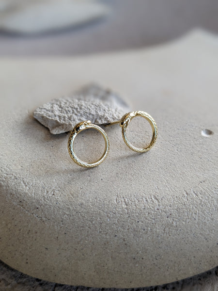 Gold Snake Ouroboros Stud Earrings - La Lovely