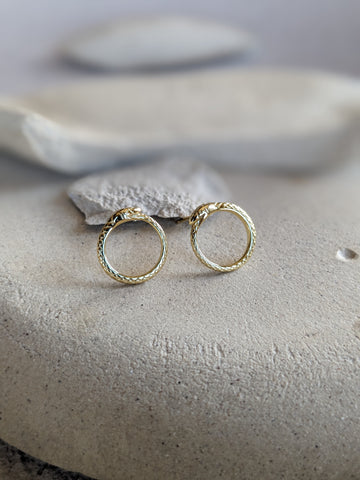 Gold Snake Ouroboros Stud Earrings - La Lovely