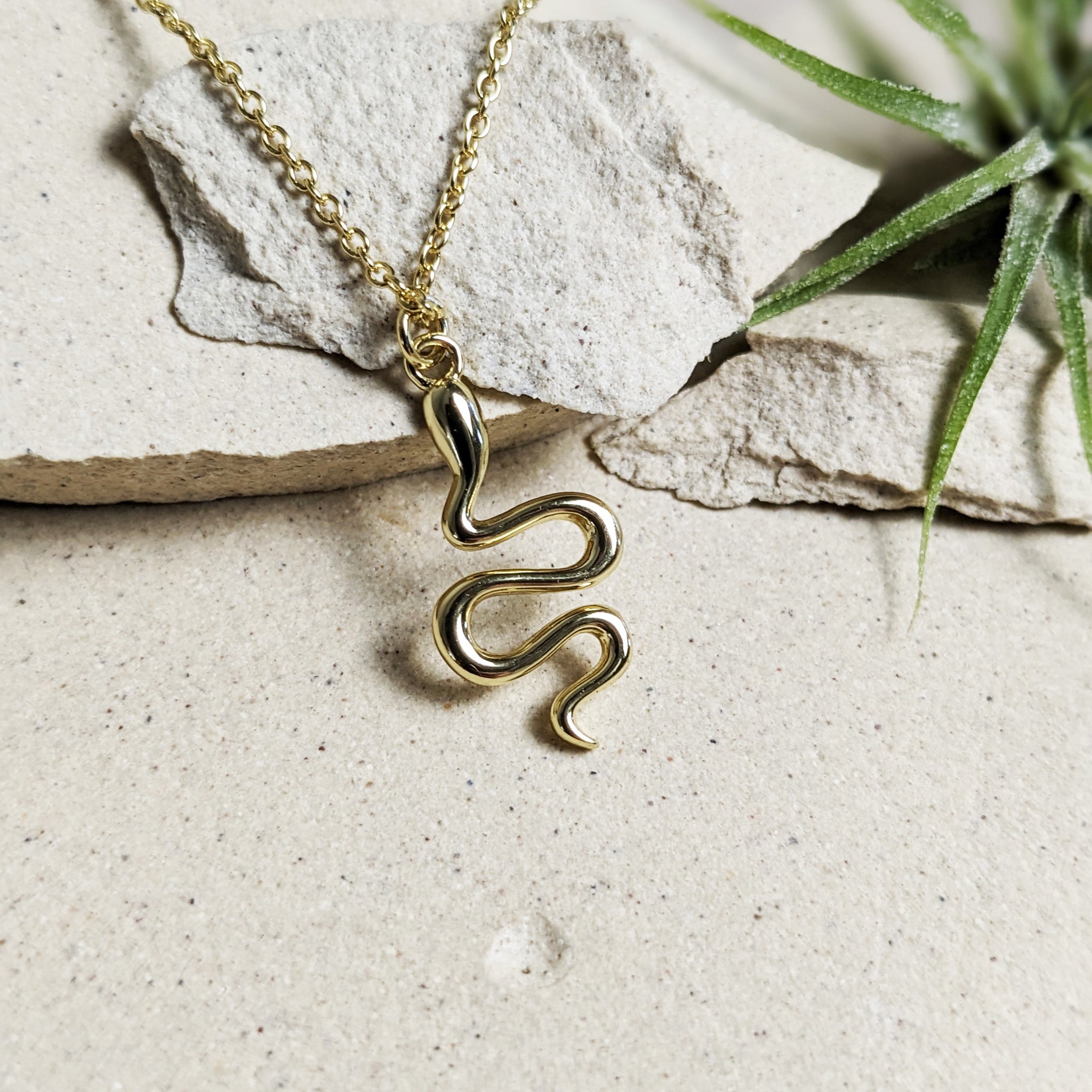 Gold Snake Pendant Protection Necklace Lilith By La Lovely Vintage