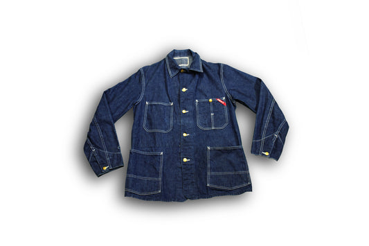 Vintage 1940s Finck’s Red Bar Denim Work Coat - La Lovely Vintage 