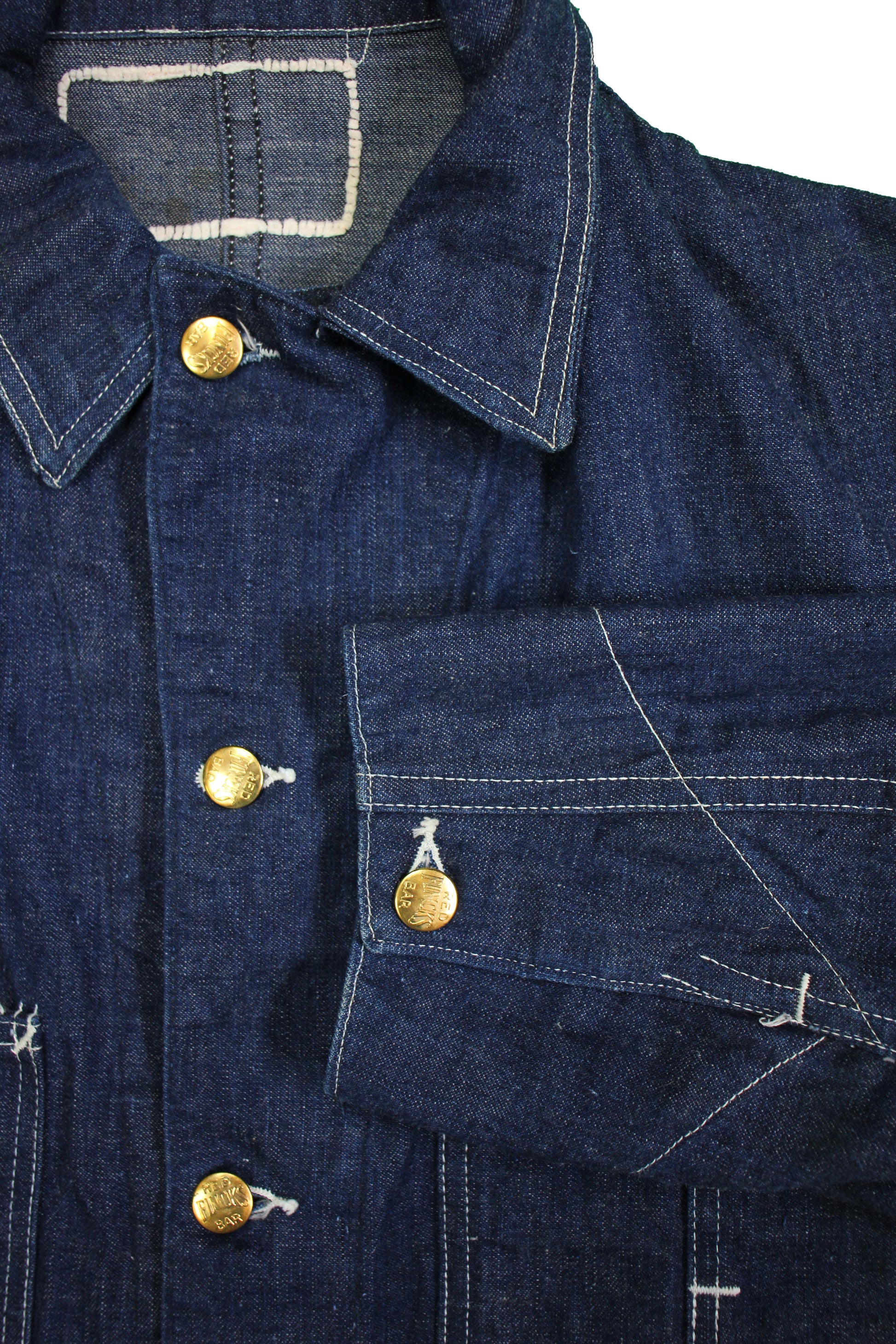 Vintage 1940s Finck’s Red Bar Denim Work Coat - La Lovely Vintage 