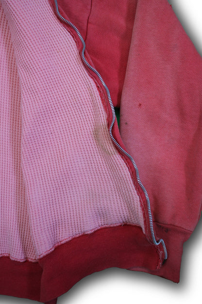 Vintage 1950/1960’s Faded Red Thermal Zip-up Hooded Sweatshirt - La Lovely Vintage 