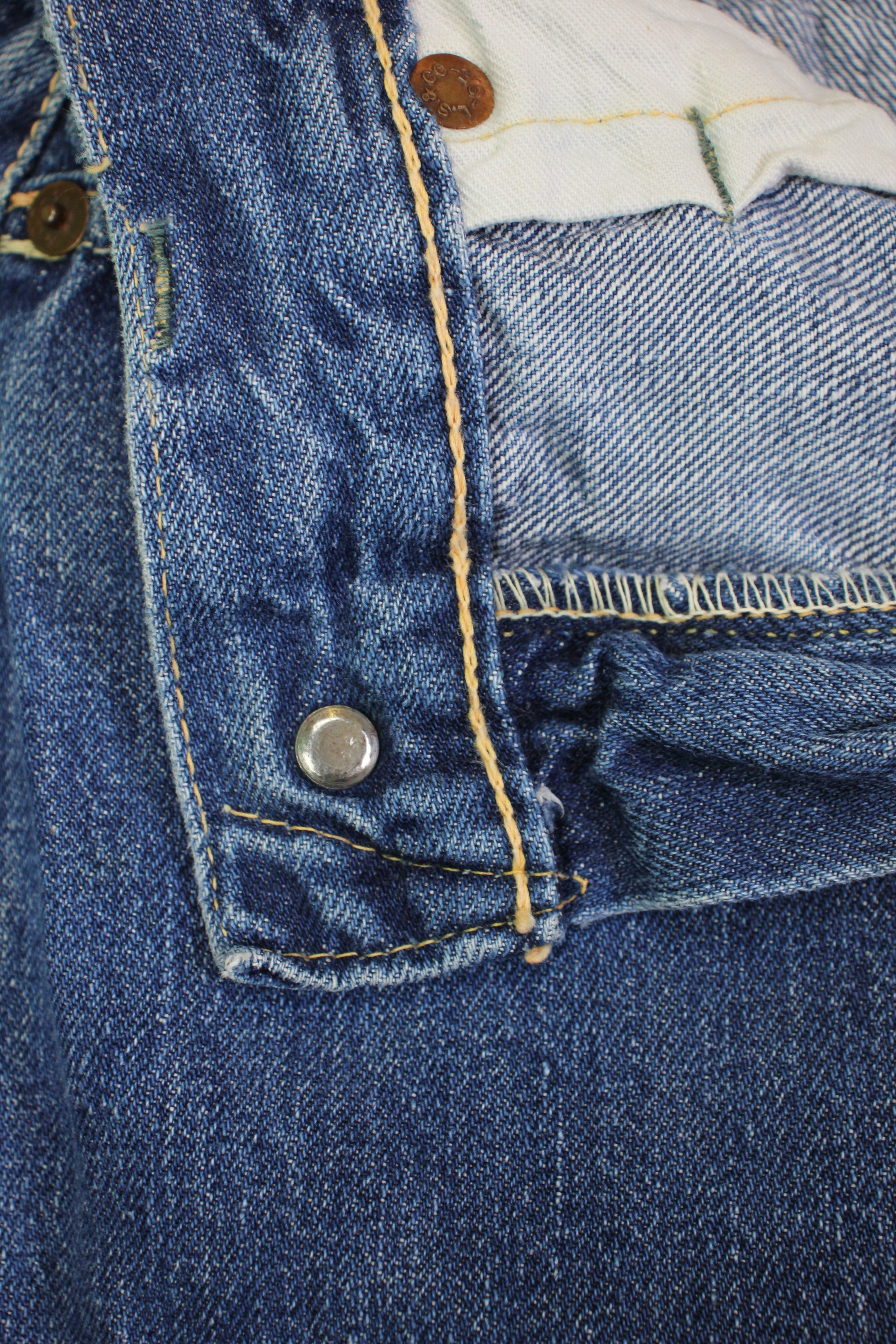 Vintage 1950s Levi's “Big E” Hidden Rivet 701 Selvedge Denim Jeans - La Lovely Vintage 