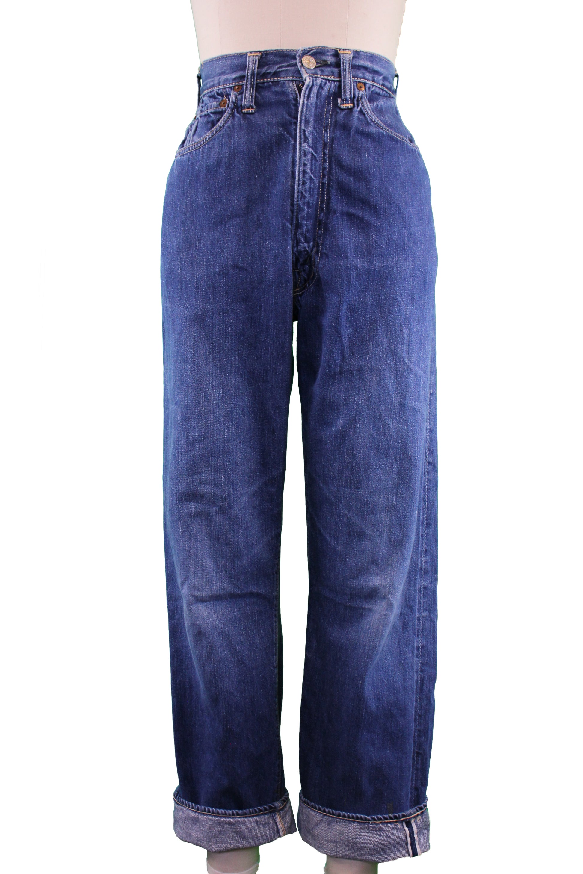 Vintage 1950s Levi's “Big E” Hidden Rivet 701 Selvedge Denim Jeans - La Lovely Vintage 