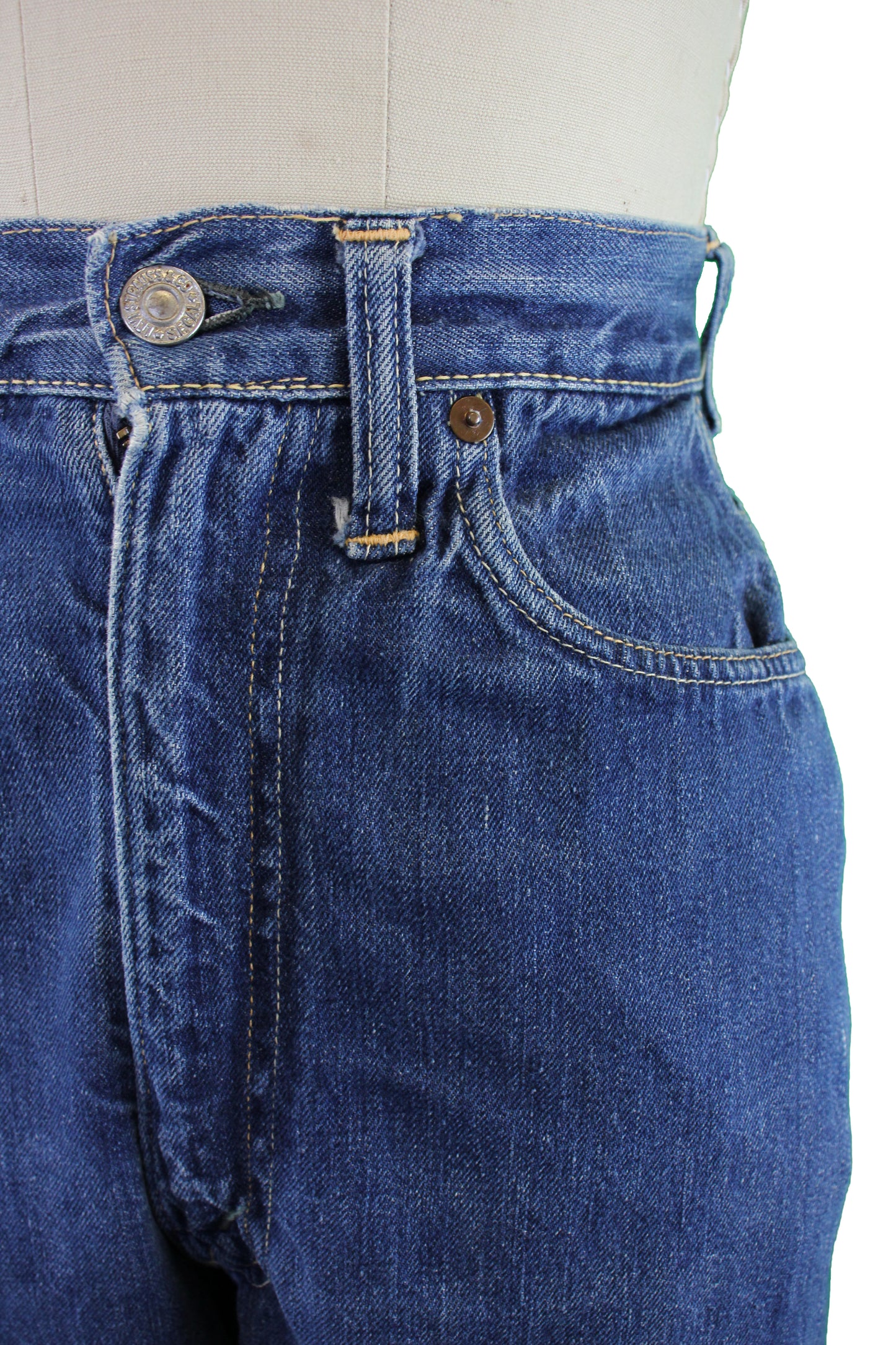 Vintage 1950s Levi's “Big E” Hidden Rivet 701 Selvedge Denim Jeans - La Lovely Vintage 