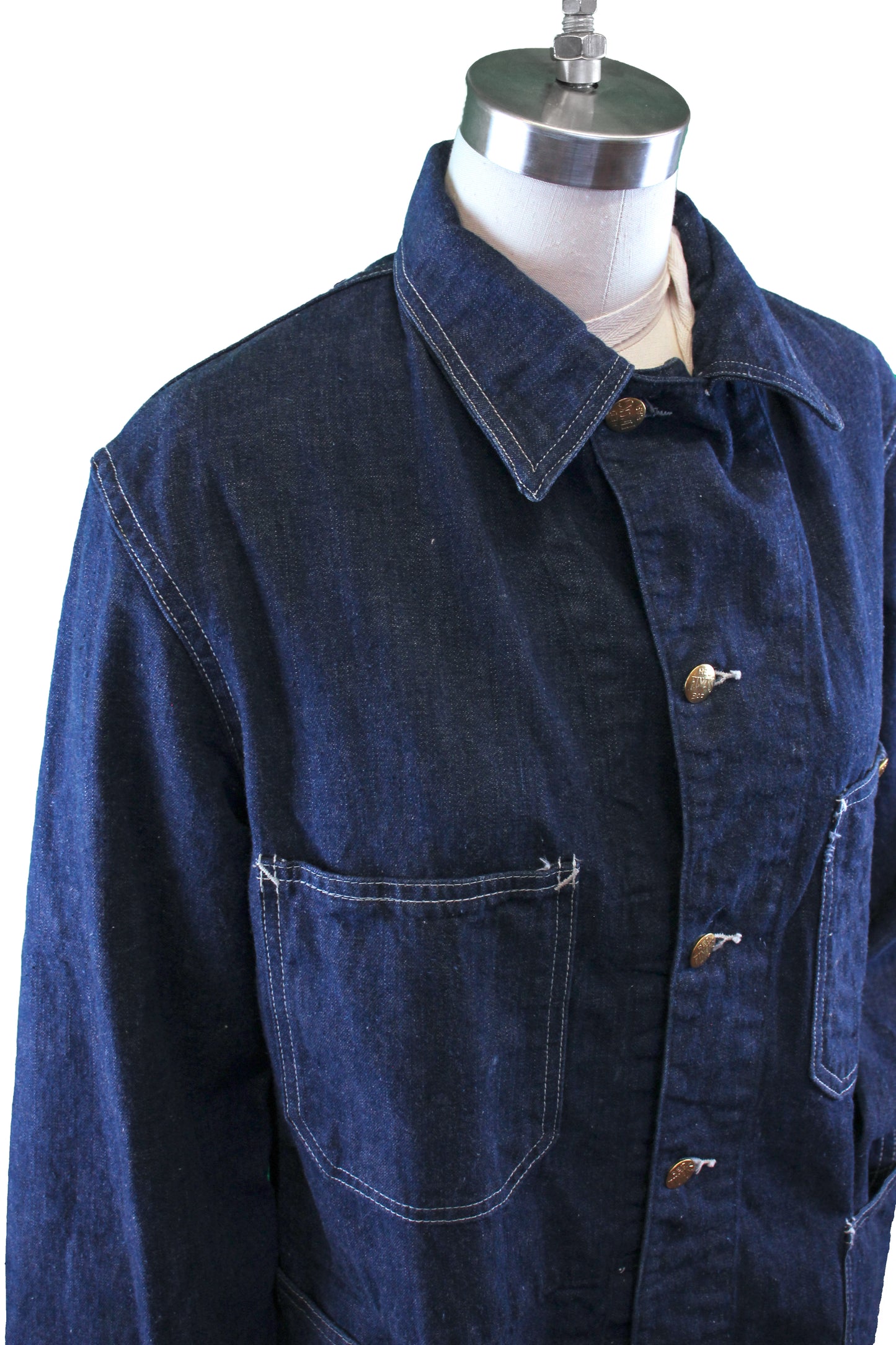 Vintage 1940s Finck’s Red Bar Denim Work Coat - La Lovely Vintage 