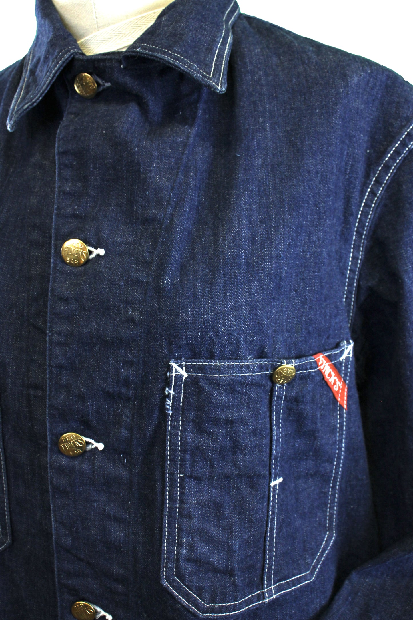 Vintage 1940s Finck’s Red Bar Denim Work Coat - La Lovely Vintage 