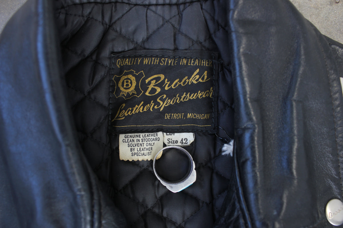 Vintage 1960s Brooks Gold Label Leather Motorcycle Jacket - La Lovely Vintage 