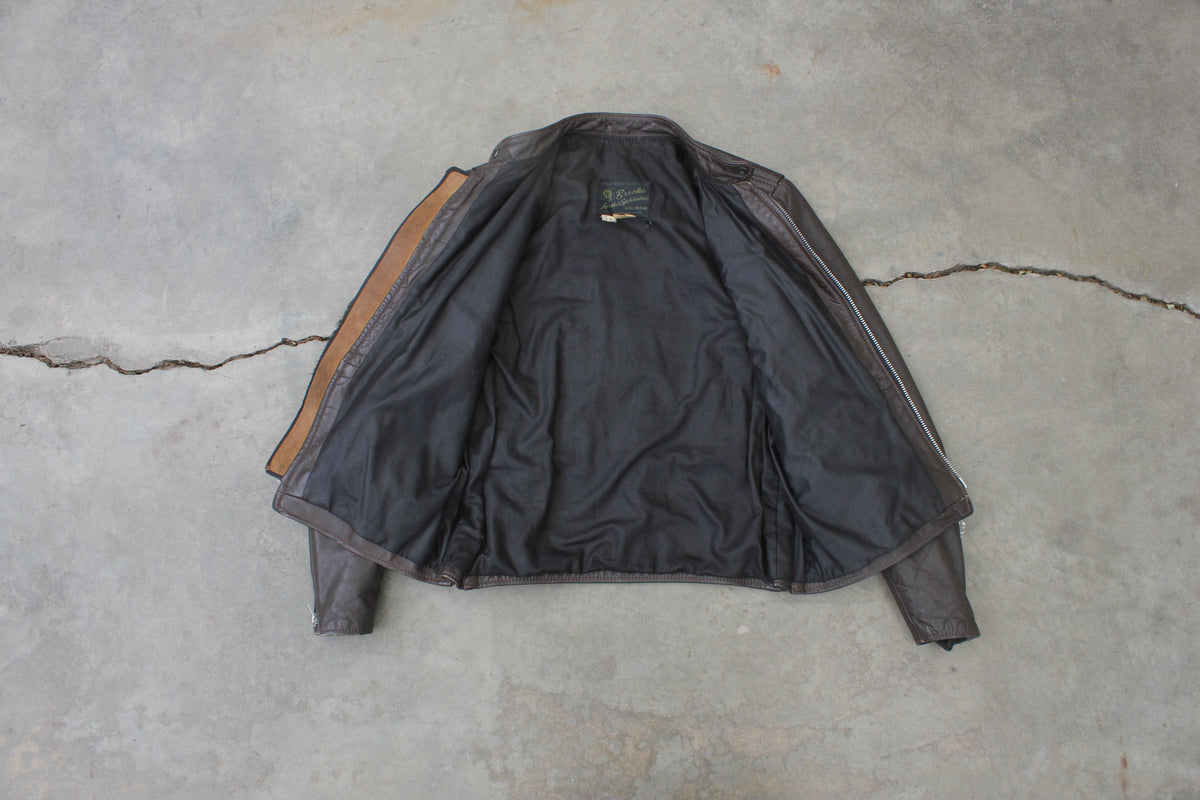 Vintage Brooks Gold Label Cafe Racer Leather Jacket for Women - La Lovely Vintage 