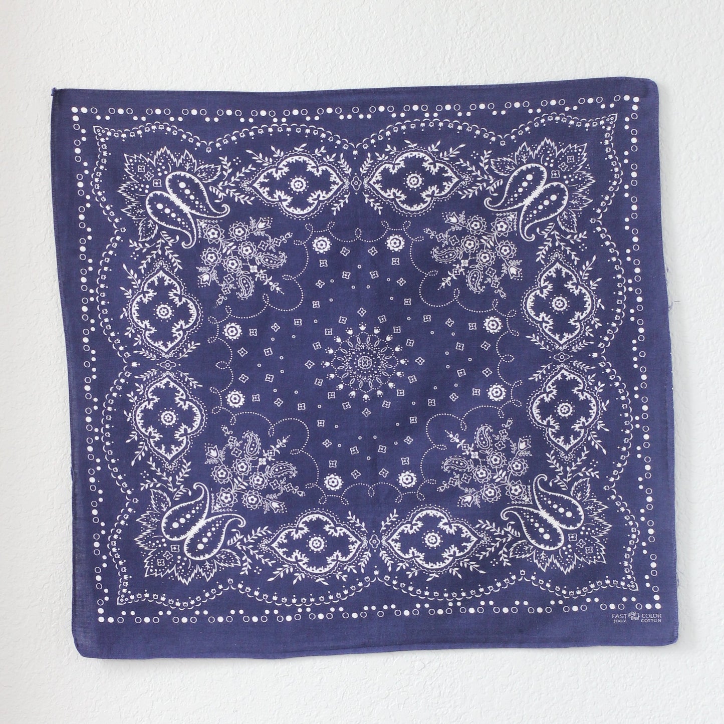 Vintage Single Selvedge Indigo Trunk Up Elephant Brand  Bandana - La Lovely Vintage 