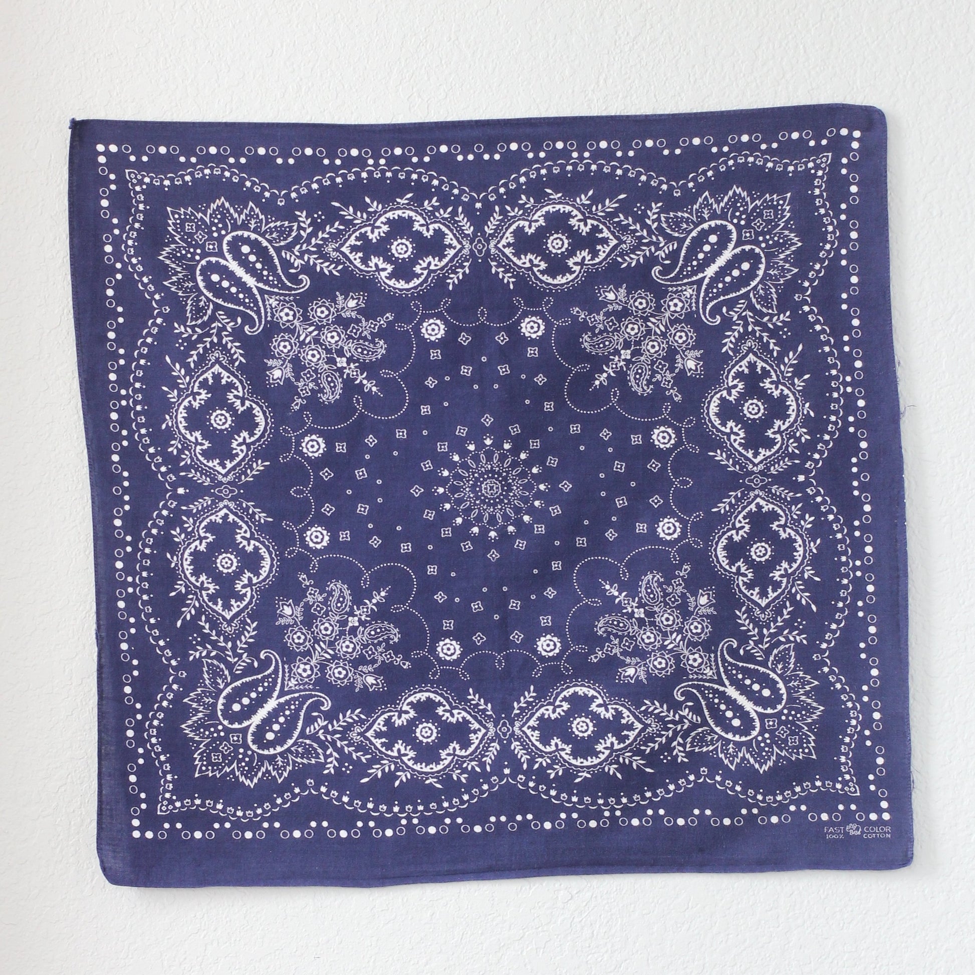 Vintage Single Selvedge Indigo Trunk Up Elephant Brand  Bandana - La Lovely Vintage 