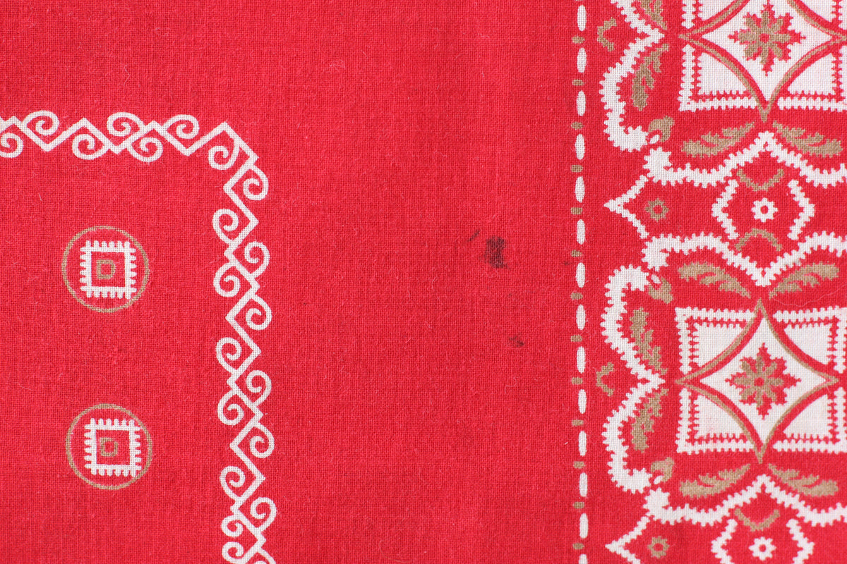 Vintage 40's Single Selvedge Elephant Brand Trunk Down Red & Gold Bandana - La Lovely Vintage 