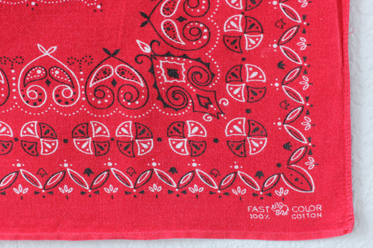 Vintage Single Selvedge Red w/ Leaf Border Trunk Up Elephant Brand - La Lovely Vintage 