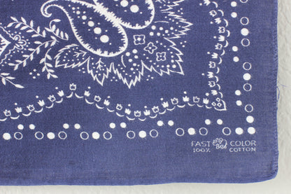 Vintage Single Selvedge Indigo Trunk Up Elephant Brand  Bandana - La Lovely Vintage 