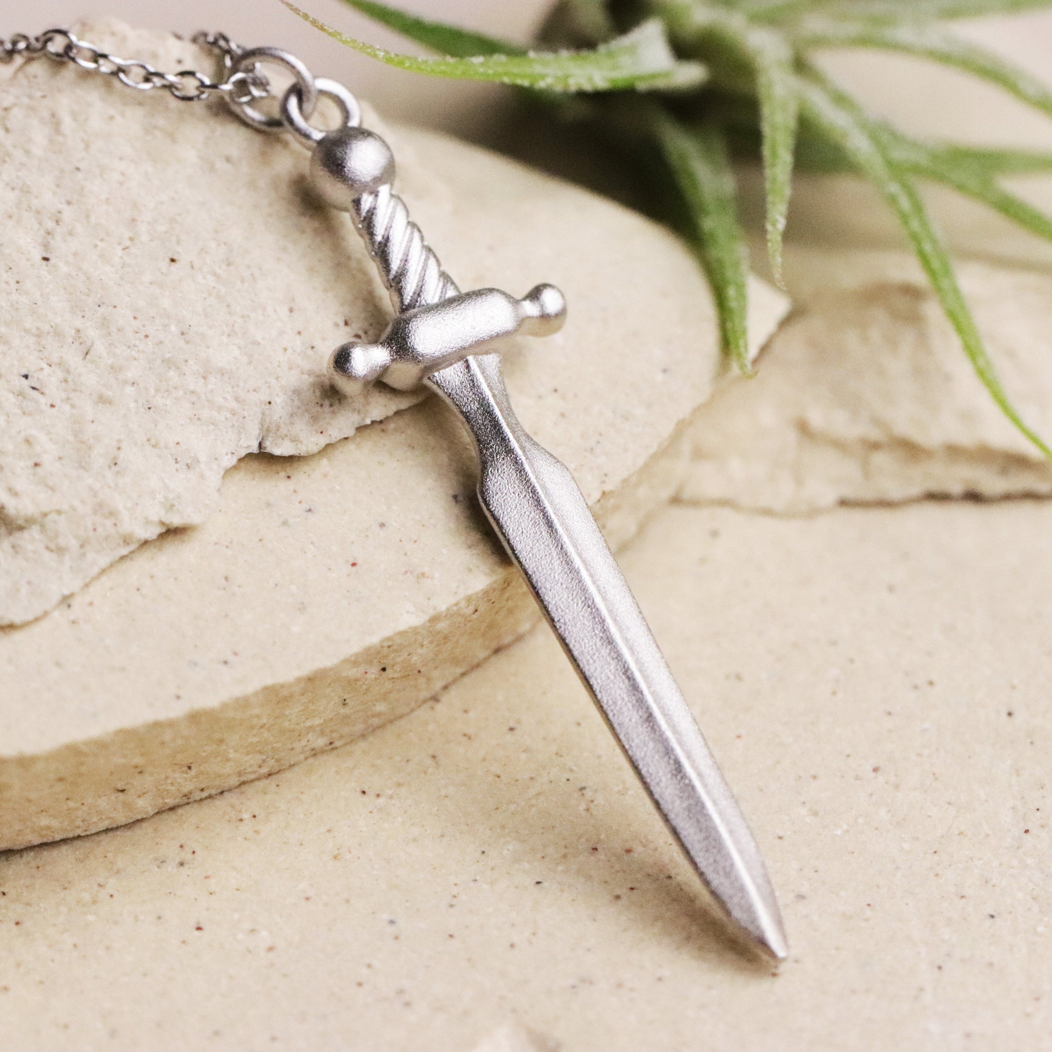Matte Dagger Tarot Sword Protection Necklace by La Lovely