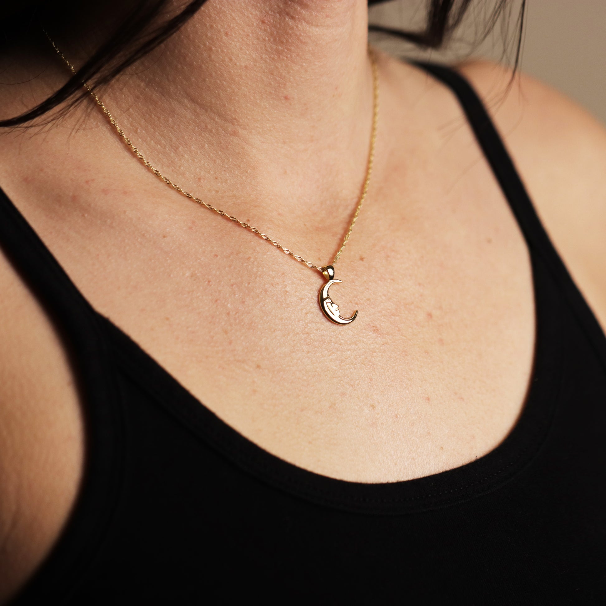 Crescent Moon Man Necklace By La Lovely - La Lovely Vintage 