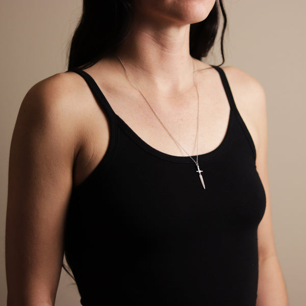 Matte Dagger Tarot Sword Protection Necklace by La Lovely