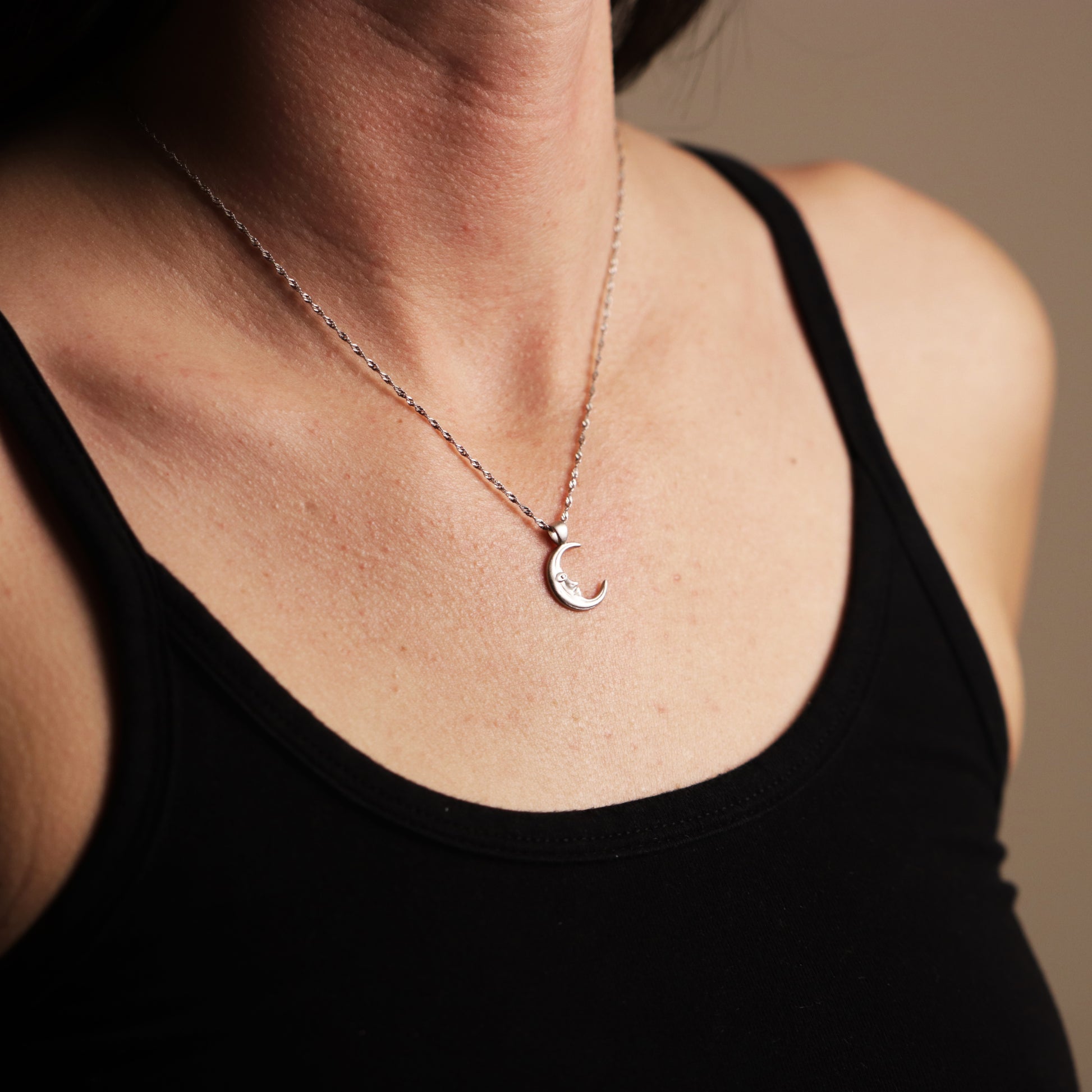 Crescent Moon Man Necklace By La Lovely - La Lovely Vintage 