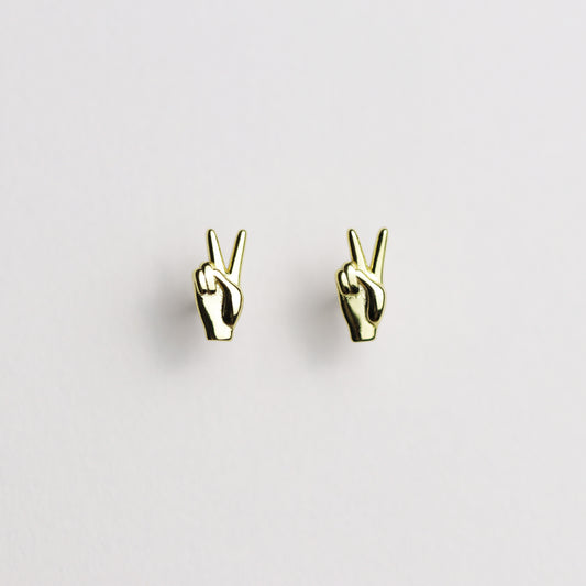 Gold Peace Hands Stud Earrings - La Lovely Vintage 