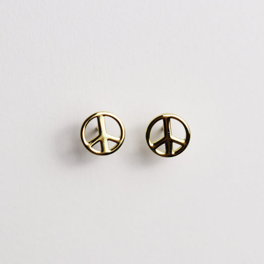 Gold Peace Sign Stud Earrings By La Lovely Vintage - La Lovely Vintage 