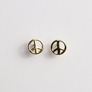 Gold Peace Sign Stud Earrings By La Lovely Vintage - La Lovely Vintage 