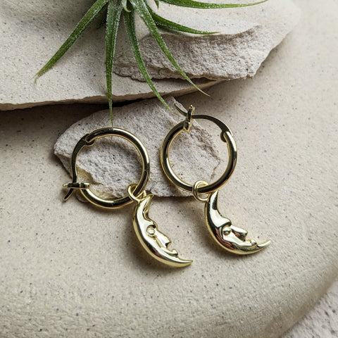 Crescent Moon Hoop Earrings by La Lovely