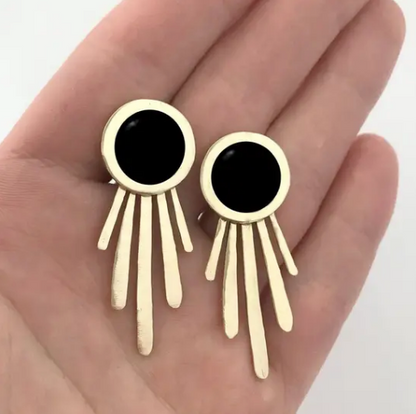 Therese Kuempel Designs - Large Onyx Burst Earrings - La Lovely Vintage 