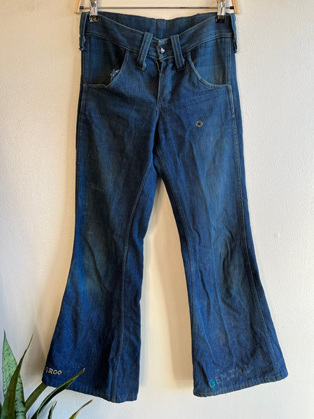 Vintage 1970’s “Virgo” Embroidered Denim Bell Bottom Jeans
